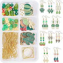 SUNNYCLUE DIY 10 Pairs Cactus Dangle Earrings Making Kit Alloy Cactus Pendants Charms Polymer Clay Beads Jump Rings & Earring Hooks for Beginners Jewelry Making Supplies