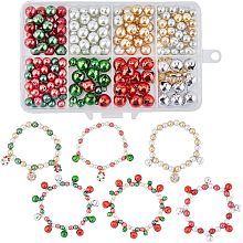 SUNNYCLUE 1 Box 240Pcs DIY 6 Sets Christmas Charms Beading Bracelets Making Kit Small Jingle Bells Red Green Beads Holiday Cheerful Sound Craft Bell Winter Snowflake Charms for Jewelry Making Kits