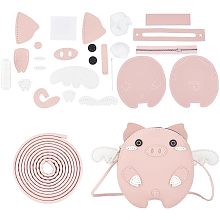 WADORN DIY Purse Sewing Kit, DIY Crafts Lovely Shoulder Bag Sewing Materials Cute Animal Sewing Pattern Sewing Own Bag Kit for Beginners Handmade Purse Making Accessories Birthday Gift, Pink Piggy