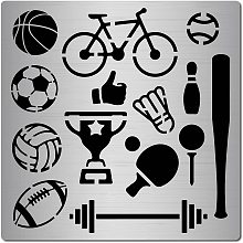 CREATCABIN Sports Stencils Metal Die Cuts Plaques Cutting Ball Football Basketball Rugby Bicycle Medal for Painting DIY Scrapbooking Craft Photo Album Decorative Embossing Card Making 6.3 x 6.3 Inch