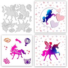 GLOBLELAND 11Pcs Dreamy Unicorn Hot Foil Plate for DIY Foil Paper Butterfly DIY Foil Embossing for Scrapbooking Decor Cards Making Matte Platinum