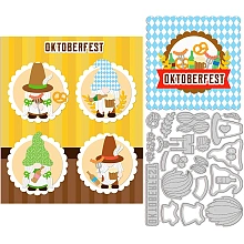 GLOBLELAND Oktoberfest Die Cuts Gnome Embossing Template and Cookies Carbon Steel Die Set for Scrapbooking Card DIY Craft