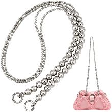 PandaHall Elite 43 Inch Pearl Bag Chain, Silver Pearl Purse Strap 14mm 5mm Beaded Bag Strap Acrylic Pearl Bead Handle Replacement Chain Long Handbag Chain with 23mm Spring Gate Rings for Crossbody Bag