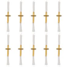 CHGCRAFT 10Pcs Fiberglass Wicks with Brass Tube Holder Replacement Fiberglass Torch Wicks for Oil Lamp Alcohol Burner, White