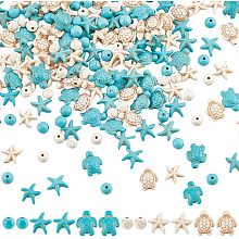 NBEADS About 176 Pcs 6 Styles Synthetic Turquoise Bead, Turtle Bead Charms Starfish Sea Stars Charms Gemstone Stone Spacer Beads for Jewelry Making DIY Bracelet Necklace