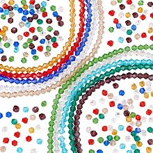 PandaHall Elite 1300pcs 3mm Faceted Glass Beads, 10 Colors Crystal Bicone Seed Beads Glass Loose Beads Mini Beads for Summer Friendship Bracelets Necklaces Beading Jewelry Making