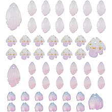 SUNNYCLUE 1 Box 80Pcs 4 Styles Flower Petal Charms Glass Petaline Flower Pendants with Glitter Powder Jewelry Charm Accessory for Women Beginners DIY Earring Bracelet Jewellery Making