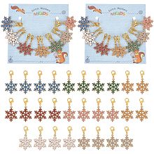 NBEADS 28 Pcs Snowflakes Stitch Markers, Enamel Crochet Stitch Marker Removable Lobster Clasp Locking Stitch Marker for Knitting Weaving Sewing Jewelry Making