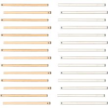 SUNNYCLUE 1 Box 60Pcs 2 Colors Vertical Stamping Blank Bar Pendants Stainless Steel Metal Bar Charms Rectangle Tags for Jewelry Making Necklace Earrings, Gold & Sliver