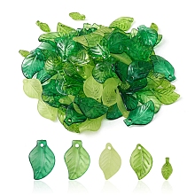 Honeyhandy 100Pcs 5 Style Transparent Acrylic Pendants, Leaf, Mixed Color, 10.5~20x5~13x1.5~4mm, Hole: 1.4~2mm, 20pc/style