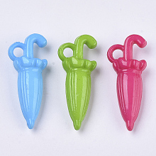 Honeyhandy Opaque Acrylic Pendants, Umbrella, Mixed Color, 31x12.5x8.5mm, Hole: 3mm, about 500pcs/500g