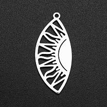 Honeyhandy 201 Stainless Steel Pendants, Laser Cut, Eye with Sun, Stainless Steel Color, 35x15x1mm, Hole: 1.5mm