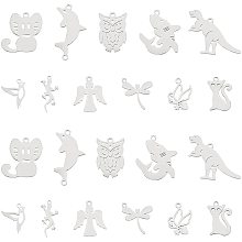 UNICRAFTALE 22Pcs 11 Styles Mixed Animal Shapes Charms 201 Stainless Steel Pendants Laser Cut Charms for DIY Earrings Bracelets Necklaces Jewelry