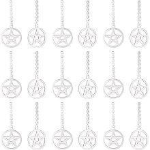 UNICRAFTALE 20pcs Ring with Star Pendants Stainless Steel Charms Hypoallergenic Round Metal Star Pendant for Jewelry Making 48x20.5mm Stainless Steel Color