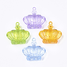 Honeyhandy Transparent Acrylic Pendants, Crown, Mixed Color, 43x43x17mm, Hole: 3mm, about 43pcs/500g