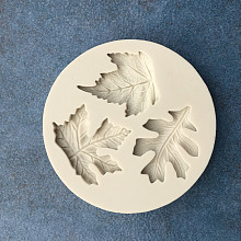 Honeyhandy Autumn Theme Food Grade Silicone Vein Molds, Fondant Molds, For DIY Cake Decoration, Chocolate, Candy, UV Resin & Epoxy Resin Jewelry Making, Maple Leaf, Antique White, 92mm, Leaf: 40~45mm Inner Measure