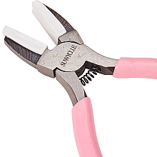 SUNNYCLUE 45# Carbon Steel Jewelry Pliers, Flat Nose Pliers, Nylon Jaw Pliers, Ferronickel, Pink, 13x8.95x1cm