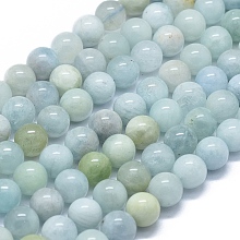 ARRICRAFT Natural Aquamarine Beads Strands, Round, 10mm, Hole: 1.2mm, about 41pcs/strand, 15.35 inches(39cm)