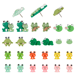 OLYCRAFT 24pcs 12 Styles Opaque Resin Frog Map Pins Drawing Push Pins Creative Cartoon Frog Corkboard Pins Patchwork Decorative Push Pins for Wall Whiteboard Corkboard Photo Wall Decorations