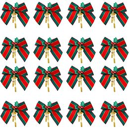 SUPERFINDINGS 40Pcs Christmas Bow with Bells Wreaths Bows Hanging Decoration 68~76mm Long Polyester Bowknot Ornaments for DIY Gift Wrap Christmas Party Decoration