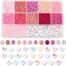 PandaHall Elite 3763pcs Pink Seed Beads 3mm Friendship Bracelet Beads Waist Bead Initial Letter Beads 8/0 Small Pony Bead Mini Spacer Bead for Music Fans Bracelet Making Seaside Beading Weaving