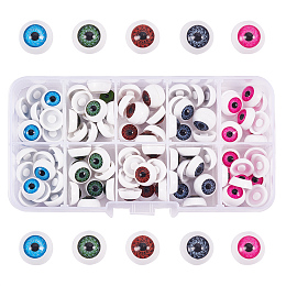 PandaHall Elite 100pcs 12mm Half Round Plastic Doll Bear Eyes Eyeball Halloween Eyes Scary Eyes Eyeball Horror Props