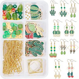 SUNNYCLUE DIY 10 Pairs Cactus Dangle Earrings Making Kit Alloy Cactus Pendants Charms Polymer Clay Beads Jump Rings & Earring Hooks for Beginners Jewelry Making Supplies