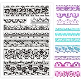 GLOBLELAND Lace Flower Border Clear Stamps Transparent Silicone Stamp for Card Making Decoration and DIY Scrapbooking