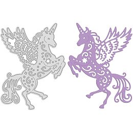 GLOBLELAND Unicorn Metal Cutting Dies Stencils for DIY Scrapbooking Christmas Wedding Birthday Valentine's Day Cards Making Album Envelope Decoration,Matte Platinum