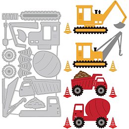 GLOBLELAND 4Styles Car Truck Toy Cut Dies Crane and Tanker Embossing Template Mould Cones and Wheels Die Cuts Construction Vehicle Cut die for Card Scrapbooking Card DIY Craft