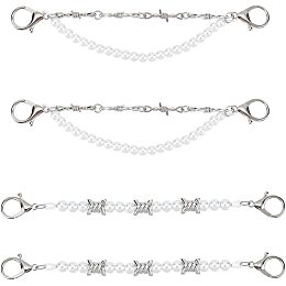 WADORN 4pcs Metal Beaded Chains, 2 Styles Punk Style Decoration Chain 8.5 Inch/ 9.8 Inch Short Handbag Chain 2-Layer Shoe Decorative Charm Chain Belt Jeans Pants Chain DIY Craft Pendant Chain