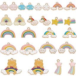 SUNNYCLUE 1 Box 52Pcs 13 Style Rainbows Charms Rainbow Cloud Charm Bulk Colorful Weather Theme Enamel Rainbows Stars Unicorn Bear Charm for Jewelry Making Charms Bracelet Necklace Earring DIY Crafts