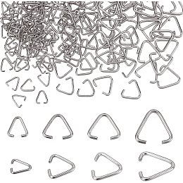 PandaHall Elite 560pcs Open Jump Rings Bails 4 Sizes Triangle Open Jump Rings Silver Pinch Bails Hanger Connectors Pendant Buckle for Tree Decoration Keychain Bracelet Earring Jewelry Making