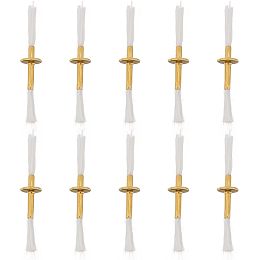 CHGCRAFT 10Pcs Fiberglass Wicks with Brass Tube Holder Replacement Fiberglass Torch Wicks for Oil Lamp Alcohol Burner, White