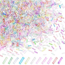 PandaHall Elite 1760pcs 11 Colors Glass Twist Bugle Beads, 6x2mm Twisted Tube Beads, Transparent Loose Spacer Beads, Spiral Beads for Bracelet Necklace Jewelry Making Embroidery DIY Craft