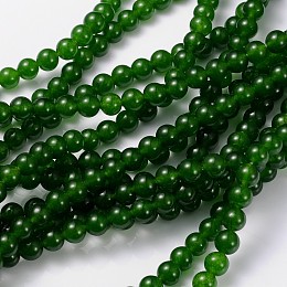 Honeyhandy 15~16 inch Round Gemstone Strand, Dyed, Natural Qinghai Jade, hole: about 0.8mm