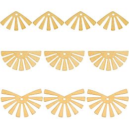 BENECREAT 60Pcs Raw Brass Semicircle Shape Charms 3 Style Fan Earrings Necklace Charms Brass Half Round Charms Geometric Component Charms for DIY Jewelry Craft Making