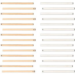 SUNNYCLUE 1 Box 60Pcs 2 Colors Vertical Stamping Blank Bar Pendants Stainless Steel Metal Bar Charms Rectangle Tags for Jewelry Making Necklace Earrings, Gold & Sliver