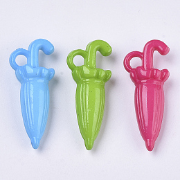 Honeyhandy Opaque Acrylic Pendants, Umbrella, Mixed Color, 31x12.5x8.5mm, Hole: 3mm, about 500pcs/500g