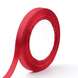 Honeyhandy High Dense Single Face Satin Ribbon, Polyester Ribbon, Christmas Ribbon, Red, 1/4 inch(6~7mm), about 25yards/roll, 10rolls/group, about 250yards/group(228.6m/group)