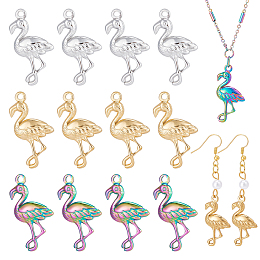 CHGCRAFT 24Pcs 3Colors Flamingo Charms Ostrich Pendants 304 Stainless Steel Pendants for Jewelry Making and DIY Craft Accessories