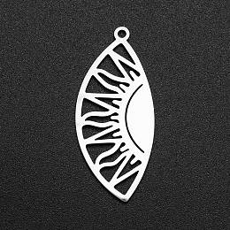 Honeyhandy 201 Stainless Steel Pendants, Laser Cut, Eye with Sun, Stainless Steel Color, 35x15x1mm, Hole: 1.5mm