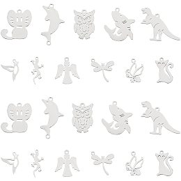 UNICRAFTALE 22Pcs 11 Styles Mixed Animal Shapes Charms 201 Stainless Steel Pendants Laser Cut Charms for DIY Earrings Bracelets Necklaces Jewelry