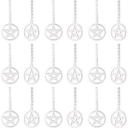 UNICRAFTALE 20pcs Ring with Star Pendants Stainless Steel Charms Hypoallergenic Round Metal Star Pendant for Jewelry Making 48x20.5mm Stainless Steel Color