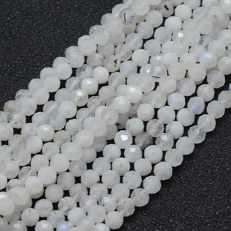 ARRICRAFT Natural Moonstone Beads Strands, Round, Faceted, 4mm, Hole: 0.7mm, about 94pcs/strand, 15.35 inches(39cm)