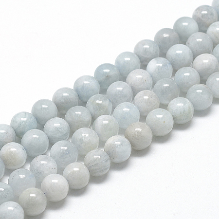ARRICRAFT Natural Aquamarine Beads Strands, Grade AB, Round, 6~7mm, Hole: 1mm, about 60~67pcs/strand, 15.7 inches