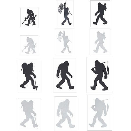 SUPERFINDINGS 12pcs 6 Styles 2 Colors Bigfoot Monster Car Sticker PET Self-Adhesive Sticker Car Emblem Auto Decal Sticker for Car Auto Off-Road Vehicle Truck Wall