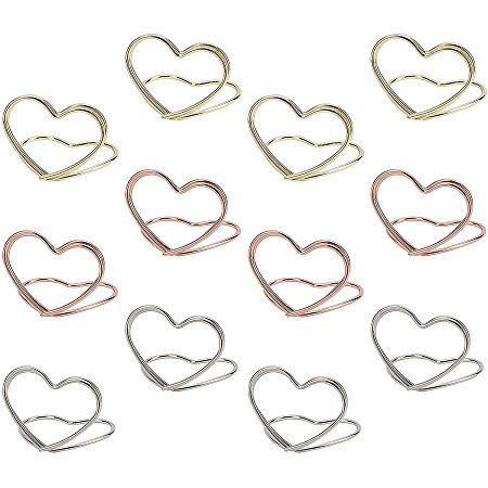 GORGECRAFT 3 Colors Table Number Holders Place Card Holder Heart Name Picture Cards Memo Note Display Sign Stand for Party Wedding Office Desk Paper Note Clips Birthdays