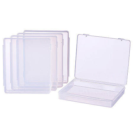 BENECREAT 8 Pack Rectangle Clear Plastic Bead Storage Containers Box Drawer Organizers with lid for Items, Earplugs, Pills, Tiny Bead, Jewelry Findings - 4.72x3.9x0.78 Inches