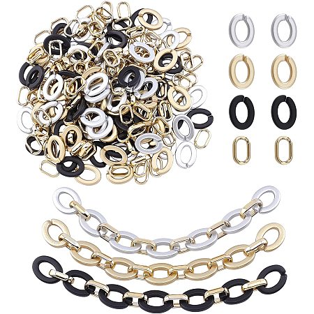 SUPERFINDINGS 240Pcs 3 Style Opaque Frosted Linking Rings Acrylic and CCB Plastic Quick Link Connectors Oval Link Curb Chain Connectors for Earring Necklace Jewelry Eyeglass Chain DIY Craft Making
